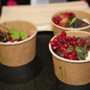 (FOTO: Finntastic)  Eine finnische Spezialität: Jymys-Kiefer-Bioeis mit  frischen Johannisbeeren