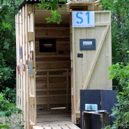 (FOTO: Finntastic) Die fertige FIN-GER Art Sauna auf dem Bürgerbräu-Gelände im Würzburger Stadtteil Zellerau.